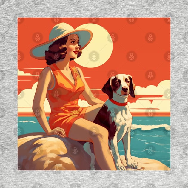 Just A Girl And Her Dog by Retro Travel Design